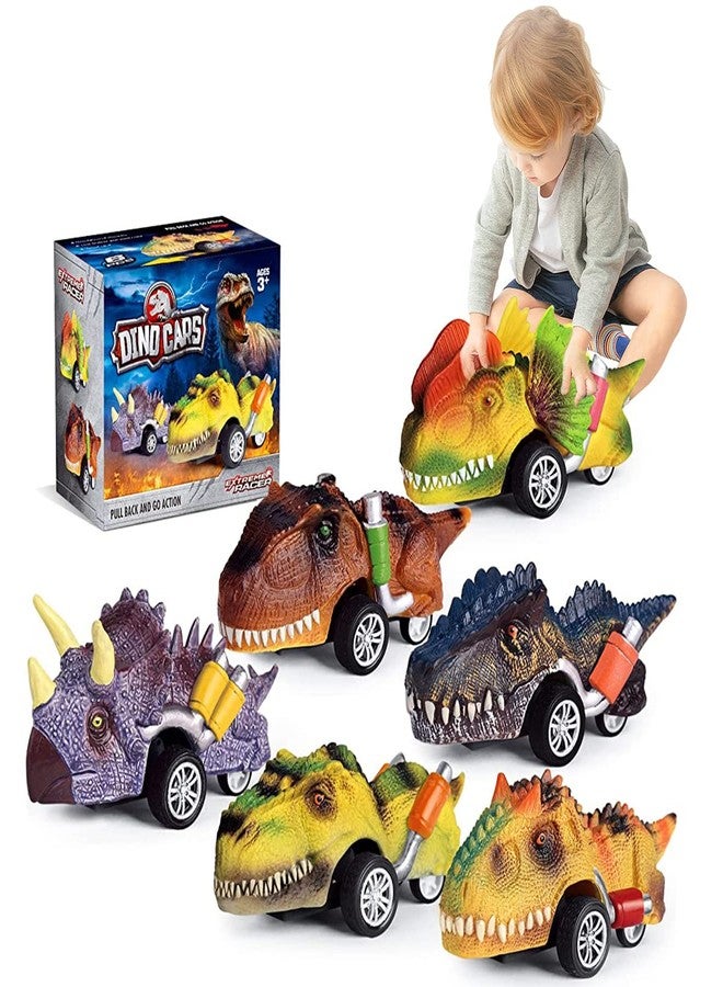Patpat 6Pcs Kids Dinosaur Toys Pull Back Cars, Color Dinosaur Car Toy Set, Dinosaur Car Toys For 2 3 4 5 Year Old Boys Girls, Boy Toys For 3-5 Years Old, Kids Christmas Birthday Gift - Multicolor - Image 1
